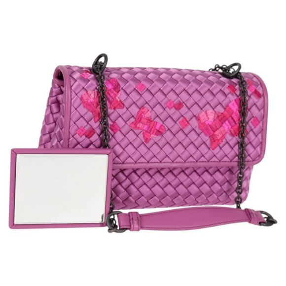 BOTTEGAVENETA INTRECCIATO Chain Shoulder Bag Leather Purple Auth 116278AM - Picture 1 of 16